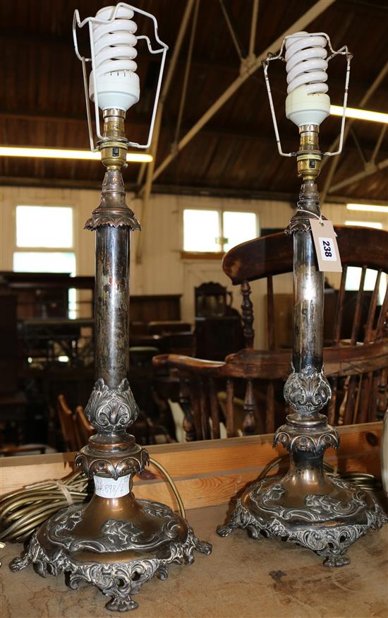 Pair of silver plated table lamps